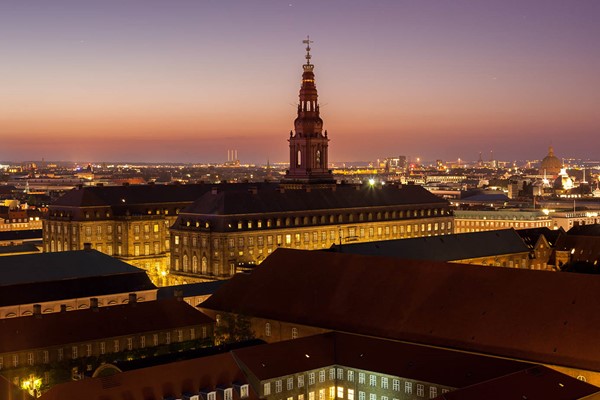 Christiansborg Palace Building At Night